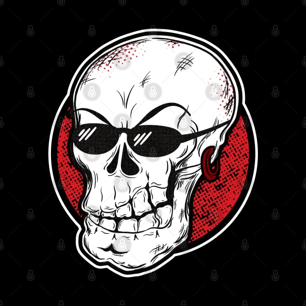 Cool skull with sunglasses (white and red) by dkdesigns27