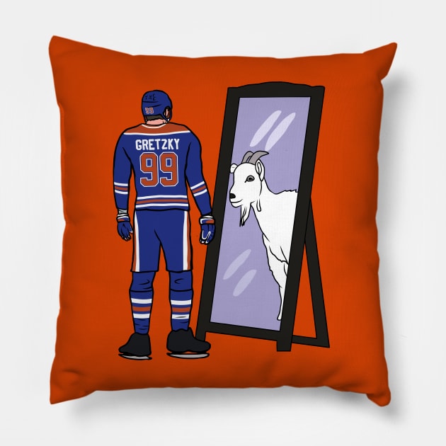 Wayne Gretzky Mirror GOAT Pillow by rattraptees