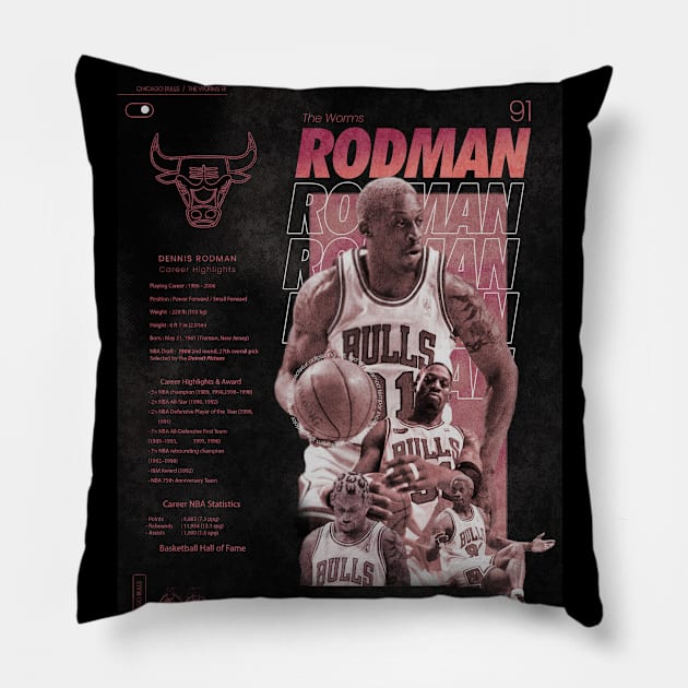 NBA - Dennis Rodman (The Worms) Pillow by Artbyme Store