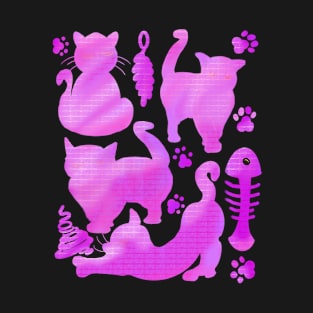 Cats Silhouettes in pink Cat themed gifts for women And men T-Shirt