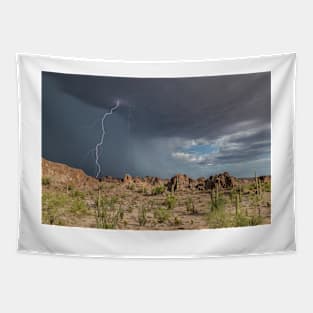 Lightning strike and basalt pinnacles, Arizona, USA (C035/4327) Tapestry