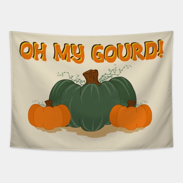 Oh My Gourd Funny Fall Saying Tapestry by Punderstandable