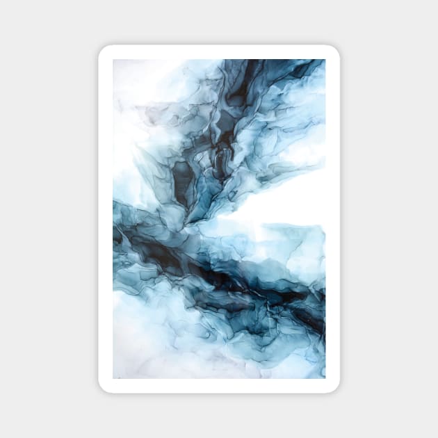 Blue Ice Water Phoenix Abstract Painting Magnet by Elizabeth Karlson Art