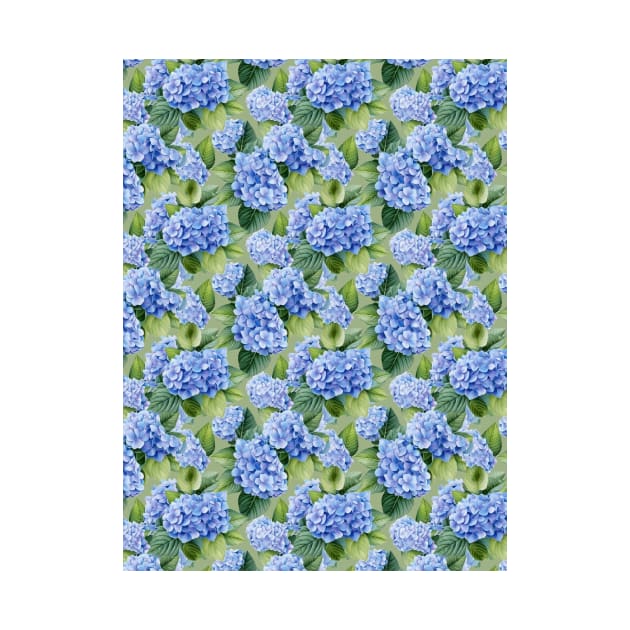 Hydrangea allover green by Remotextiles