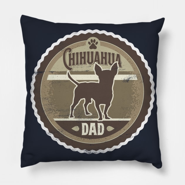 Chihuahua Dad - Distressed Chihuahua Silhouette Design Pillow by DoggyStyles