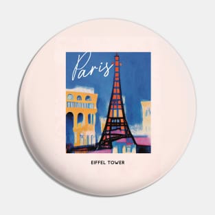 Paris Eiffel Tower Old Travel Poster Retro Wall Art Illustration Pin