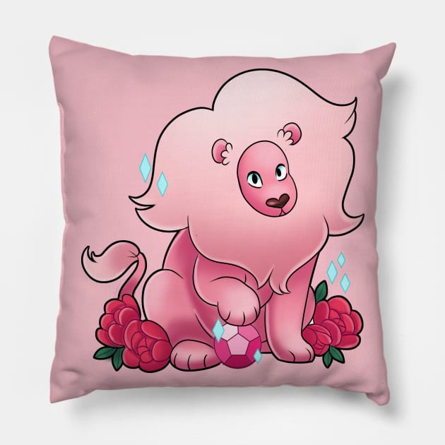 Pink Lion Pillow by KaceyMeg