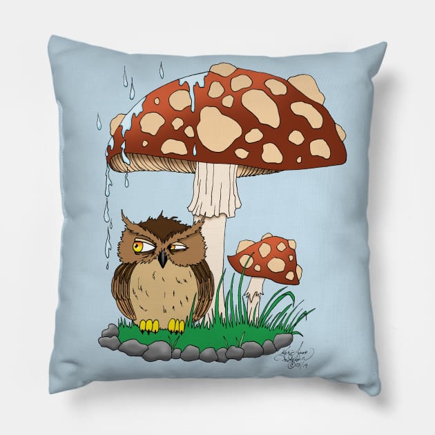 Spring Shower Owl Pillow by tigressdragon