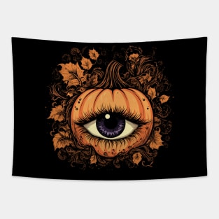 Halloween Pumpkin, Spooky Pumpkin Face Tapestry