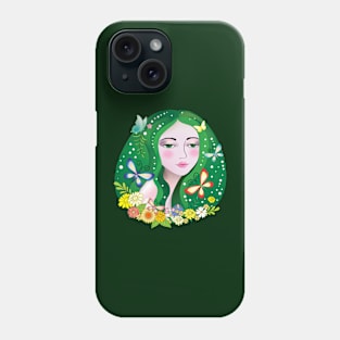 green haired woman Phone Case