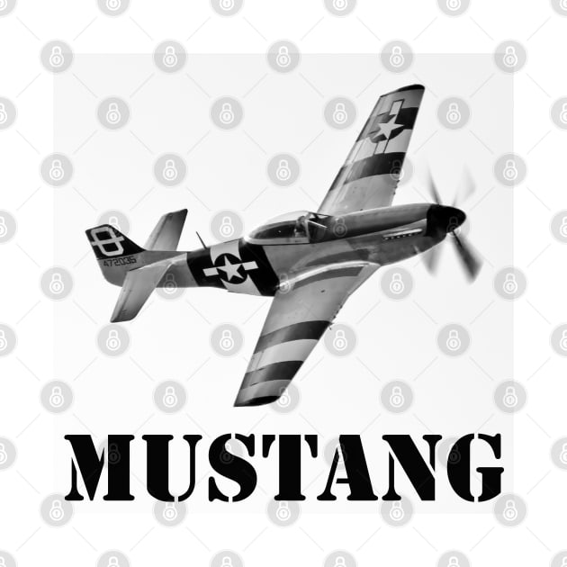 P51 Mustang - Black and White by SteveHClark