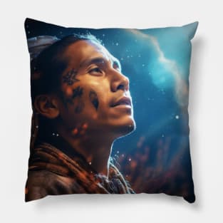 Native Indian Warrior Spirit Fantastic Cosmic Magical Pillow