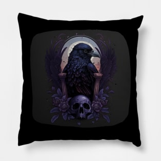 Raven and Skull Pillow