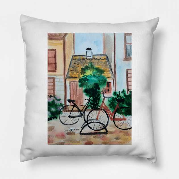 French countryside watercolours Pillow by Ala Lopatniov