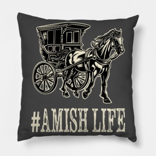 Vintage Amish Buggy Horse Rural transportation Horse & Buggy Pillow