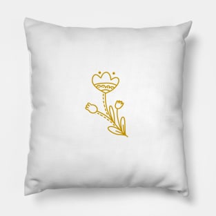 Floral Doodle - Gold Pillow