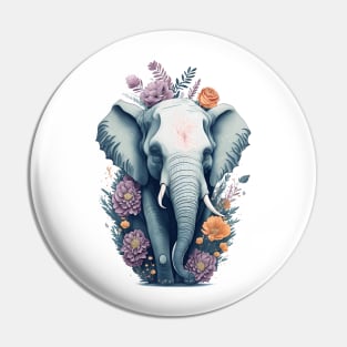 Elephant with Flowers Pin