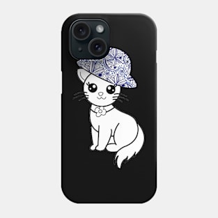 cat with batik hat Phone Case