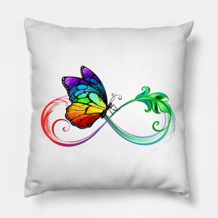 Infinity with Seated Rainbow Butterfly Pillow