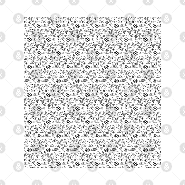 black and white plant pattern by Spinkly