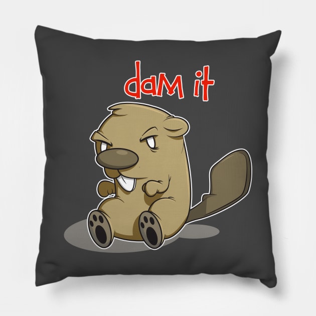 DISAPPOINTED BEAVER Pillow by CoySoup