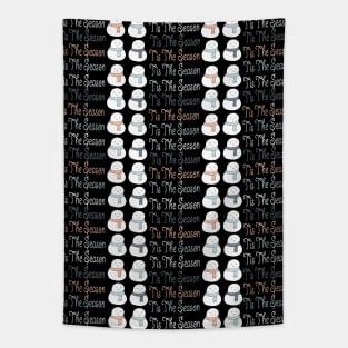 Snowman Tis the Season Pattern Tapestry