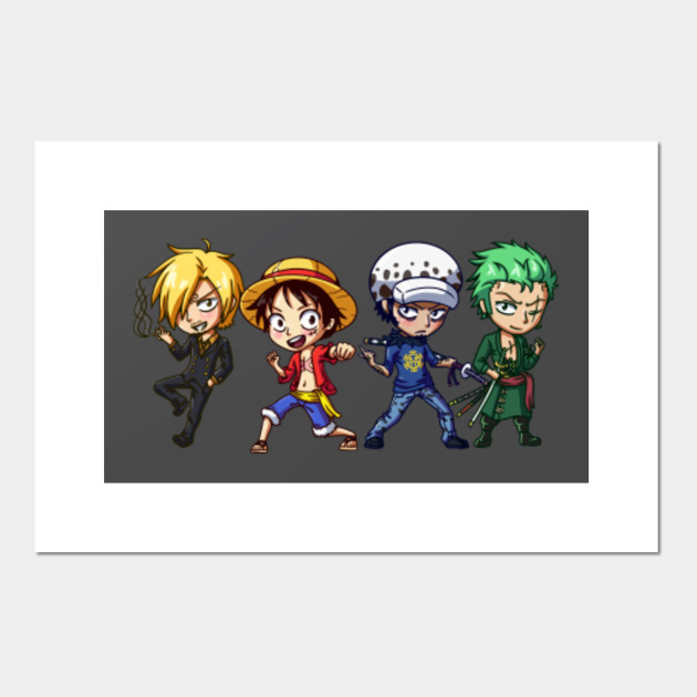 Luffy Law Zoro And Sanji Chibis One Piece Affiche Et Impression D Art Teepublic Fr