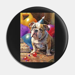 English Bulldog Birthday Card #4 Pin