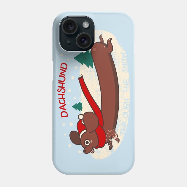 Dachshund through the snow Phone Case by huebucket