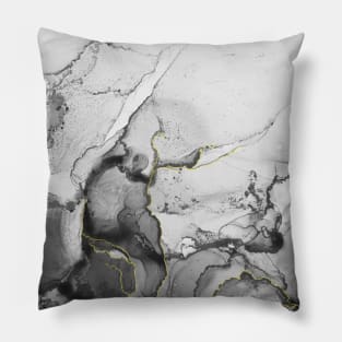 Gray and Gold Marbled Pattern Pillow