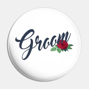 Elegant Groom Floral Wedding Calligraphy Pin