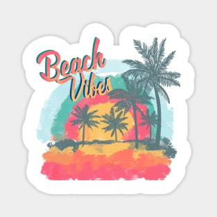 Beach Vibes, summer, ocean view, palm trees, pastels Magnet