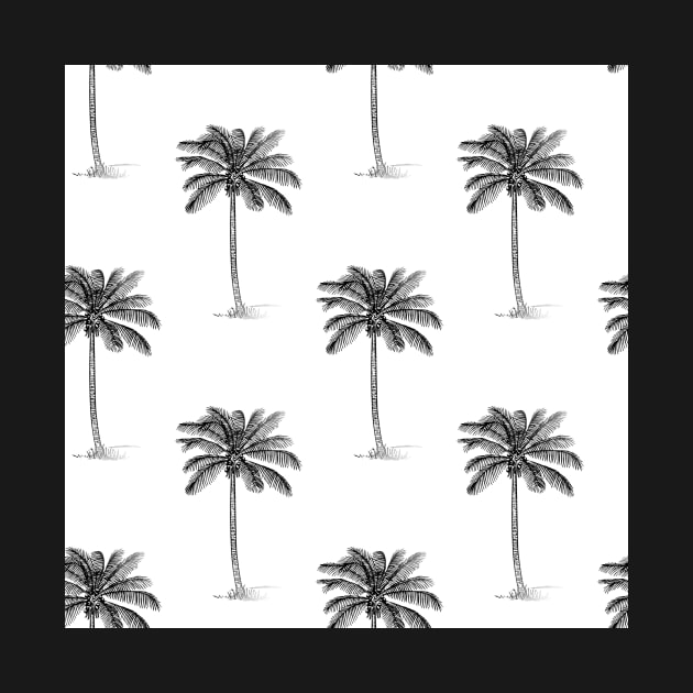 Coconut Palm Trees Line Drawing Pattern by TammyWinandArt