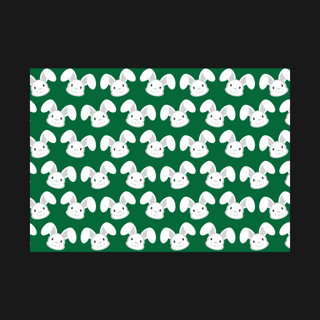 Cute White Bunny on Green background by sigdesign