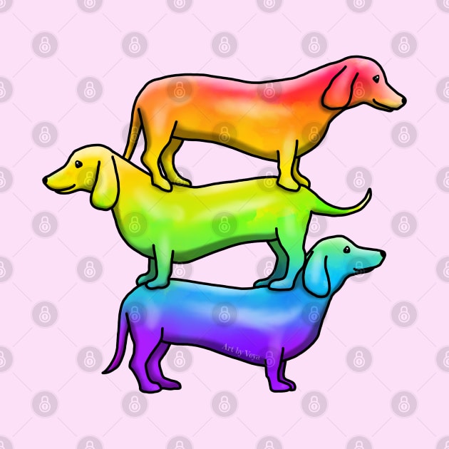 Wiener Goggies Rainbow by Art by Veya