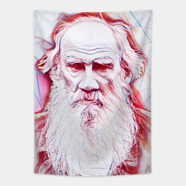 Leo Tolstoy Portrait | Leo Tolstoy Artwork Line Art Tapestry by JustLit