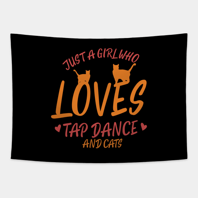 Tap Dancing Cat Loving Girl Tapestry by Design Seventytwo