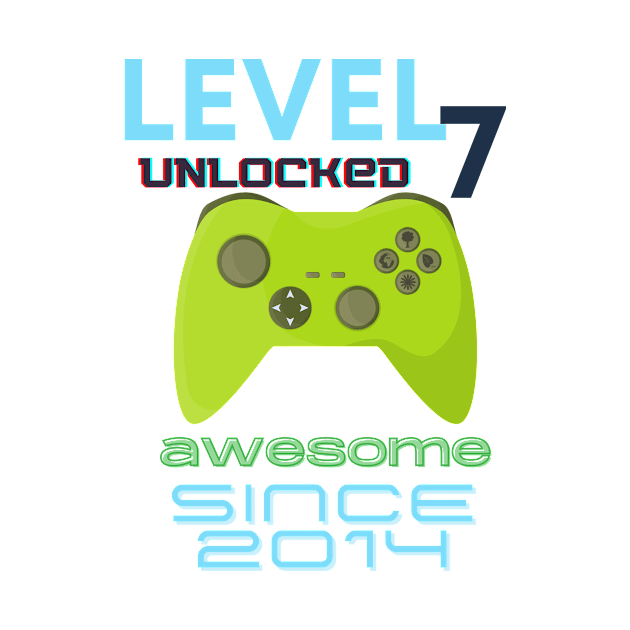 Level 7 Unlocked Awesome 2014 Video Gamer by Fabled Rags 