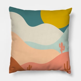 Abstract Mountain Cactus Landscape Pillow