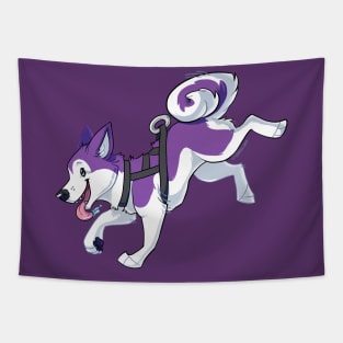 Purple Husky Running Tapestry