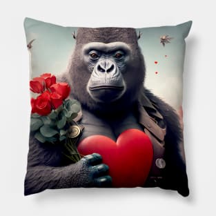 Valentine's Day in 2053  No. 3: Gorilla My Dreams on a Futuristic Valentine's Day Pillow