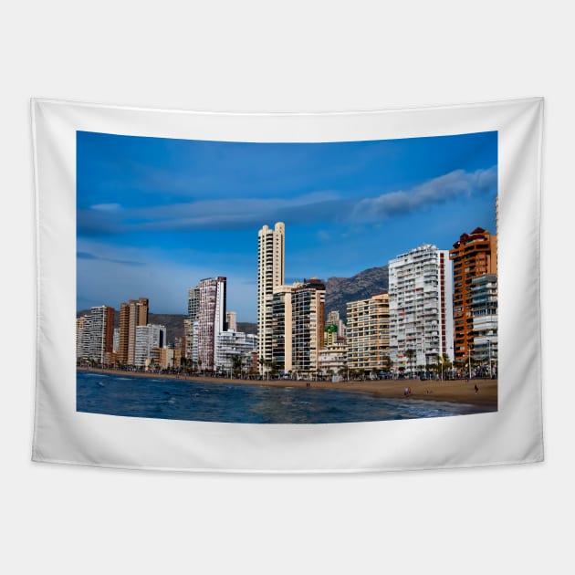 Benidorm Levante Beach Costa Blanca Spain Tapestry by AndyEvansPhotos