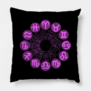 Zodiac Signs (pink) Pillow