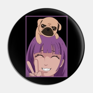 Pug Girl Pin