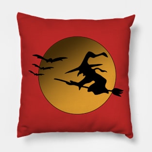 Witch Bats Moon Halloween Pillow