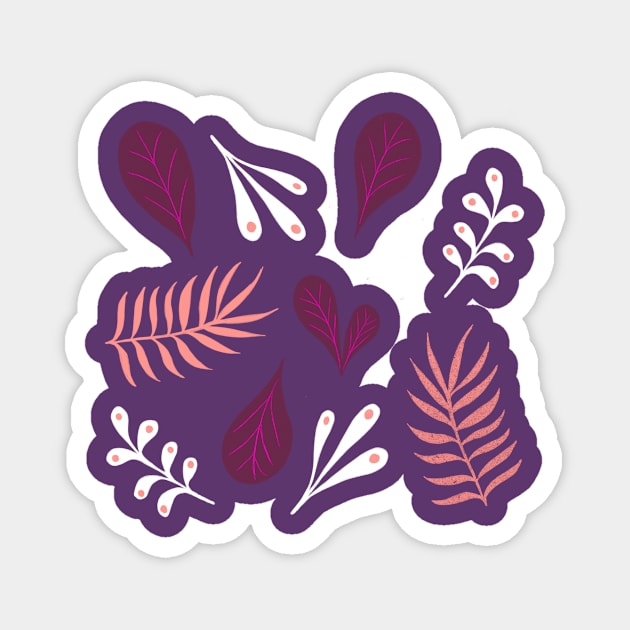 Winter leaf and ferns. Magnet by Papergrape