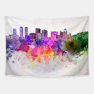 Colombo skyline in watercolor background Tapestry