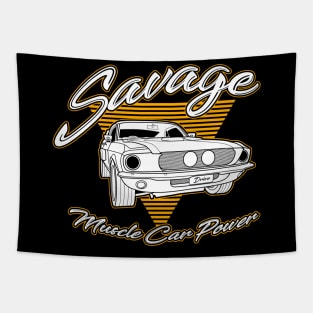 Savage Golden Muscle Car Power Tapestry