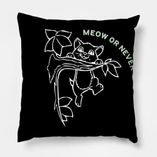 Feline Chic: Meow or Never Cat Tee Alert Pillow