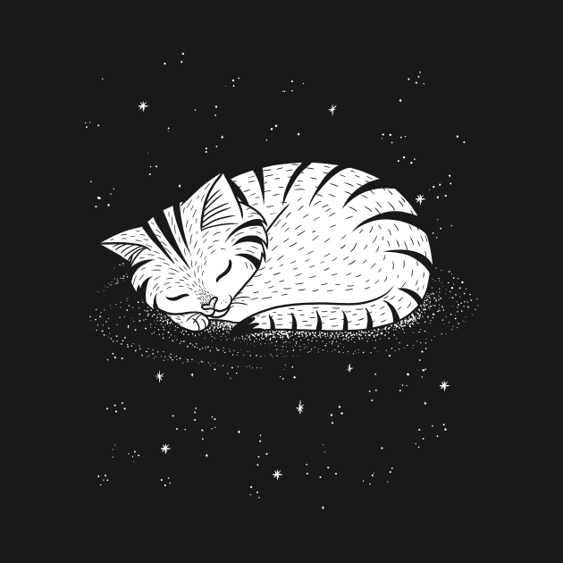 Cute Cat Taking Nap on a Galaxy by Juandamurai